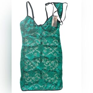 Escanté Green Lace Sexy Dress with Matching Panty NWT